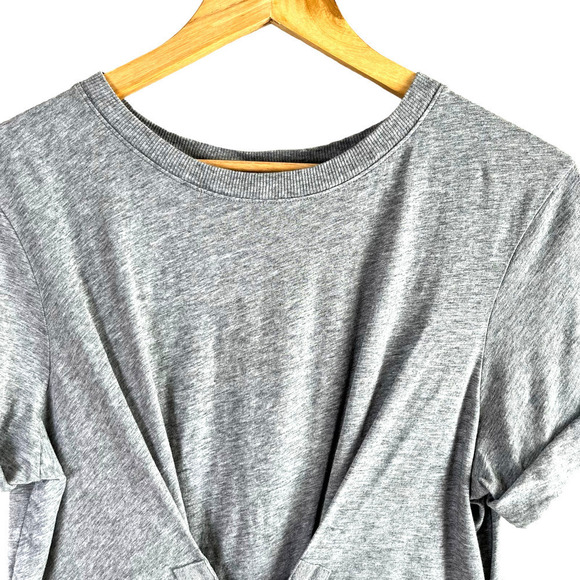 Joie Lizeth Lace Up Corset Front Short Sleeve Top in Heather Grey 100% Cotton, M - Picture 3 of 11